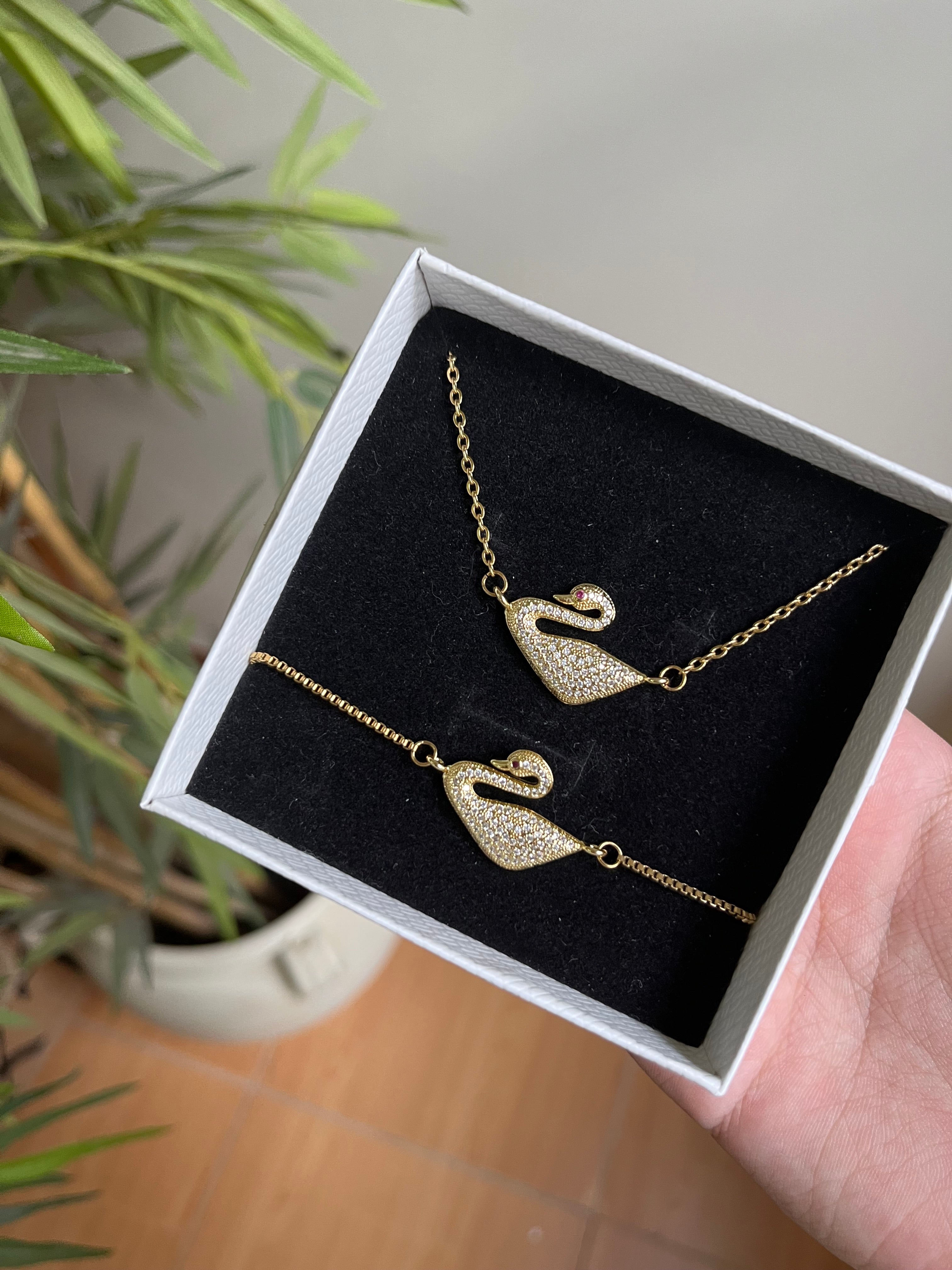 Parure Collier et gourmette Swan