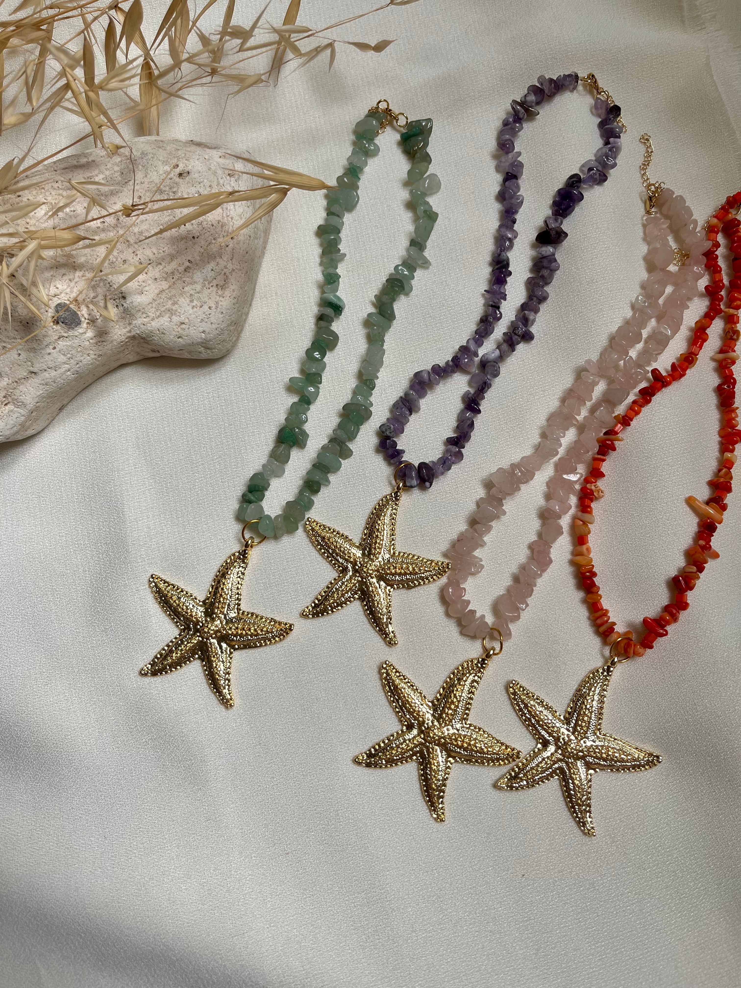 Collier perle précieuse étoile