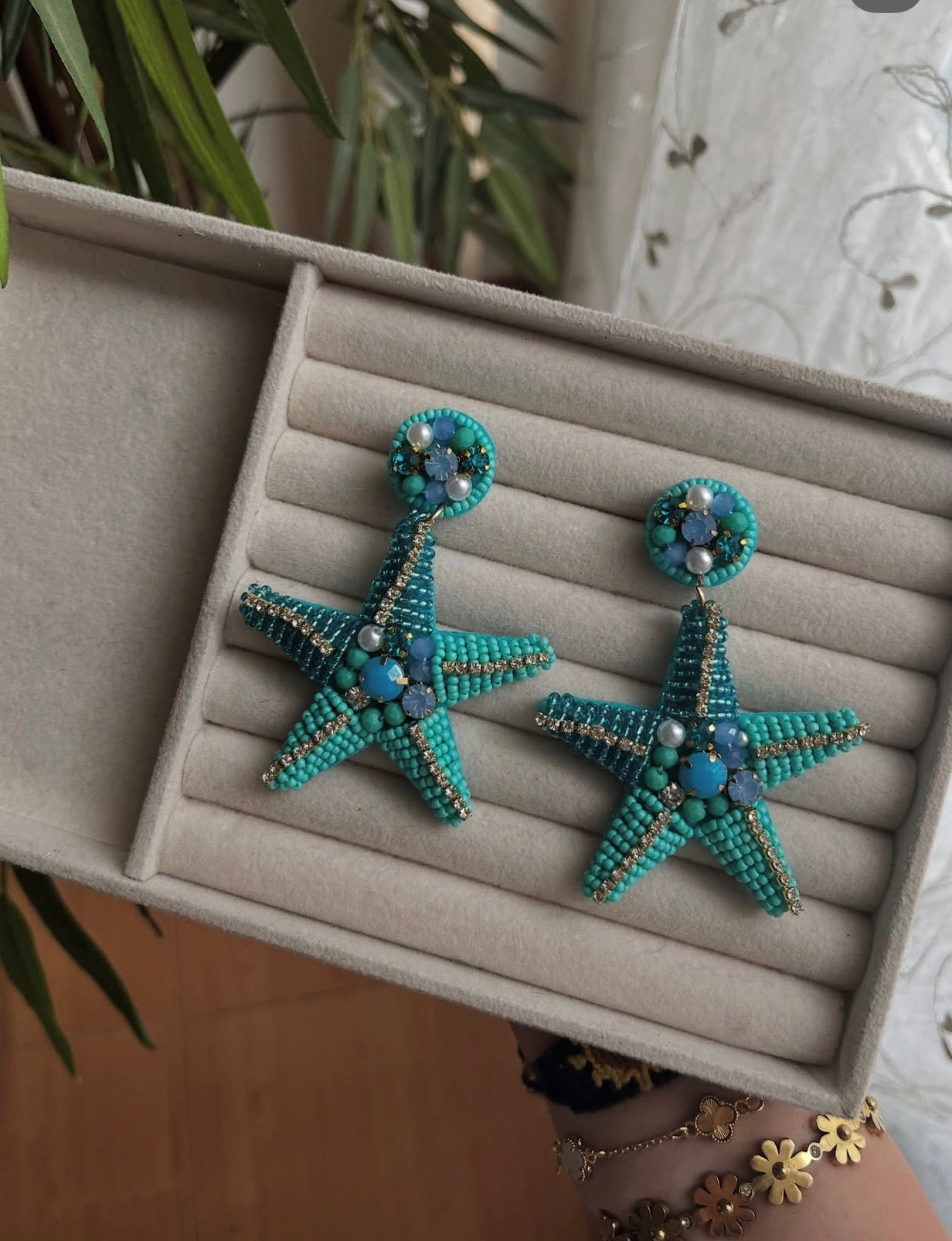 Boucle d’oreilles étoile bleu