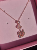 Collier swan rose long